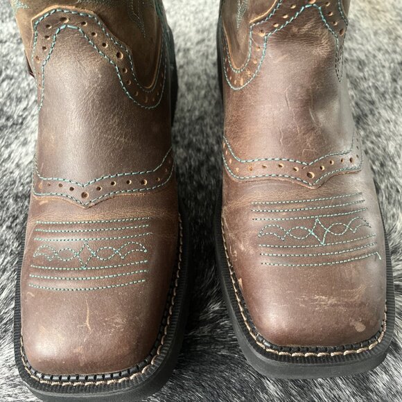Justin Boots Gypsy Nettie Women's 9.5B Brown Teal Cowgirl Square Toe Western - Picture 2 of 5